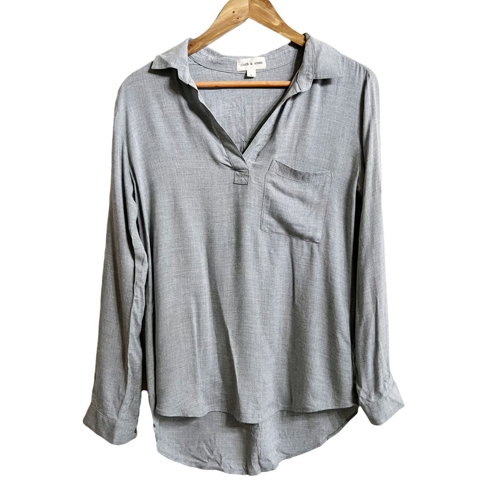 Anthropologie Cloth & Stone Gray Chambray Blouse